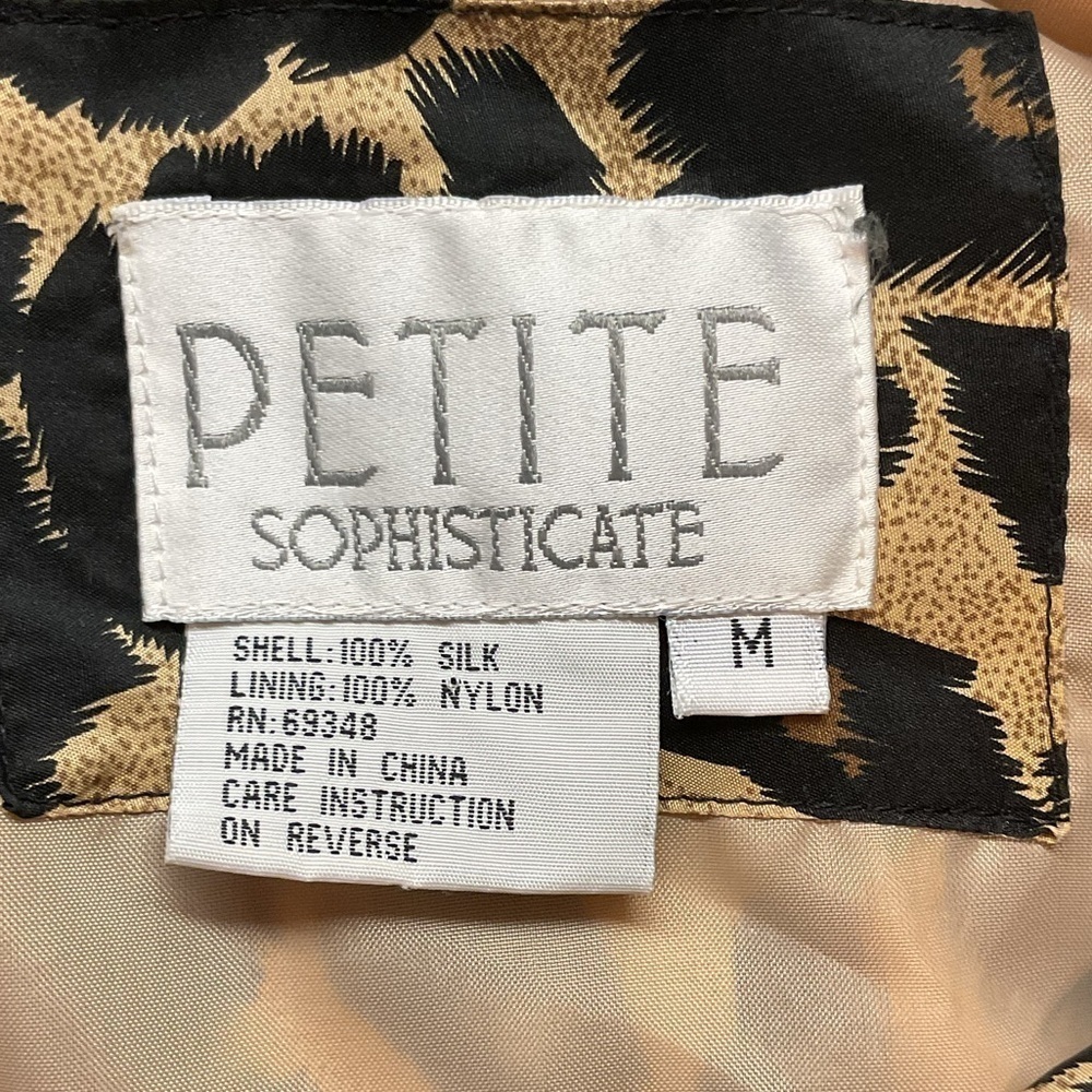 Vintage Petite Sophisticate Jacket Womens Leopard 100% Silk Zip up bomber jacket - Picture 6 of 10